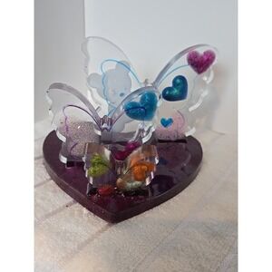Handmade Resin Decorative Heart With Butterflies Purple 773